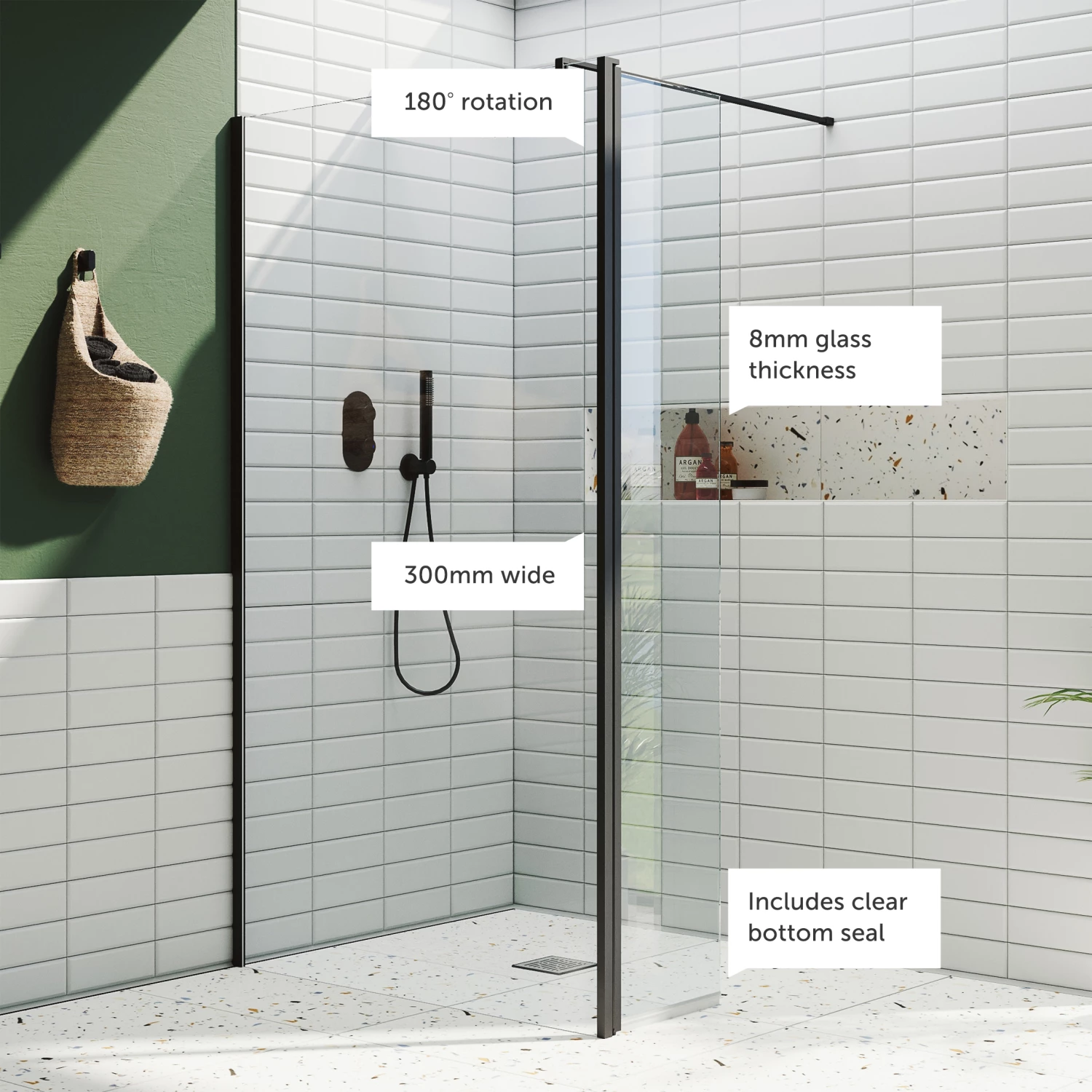 Harbour I10 Hinged 10mm Return Panel For Harbour I10 Glass Panels - Matt Black 5 Harbour I10 Hinged 10mm Return Panel For Harbour I10 Glass Panels - Matt Black - Image 3