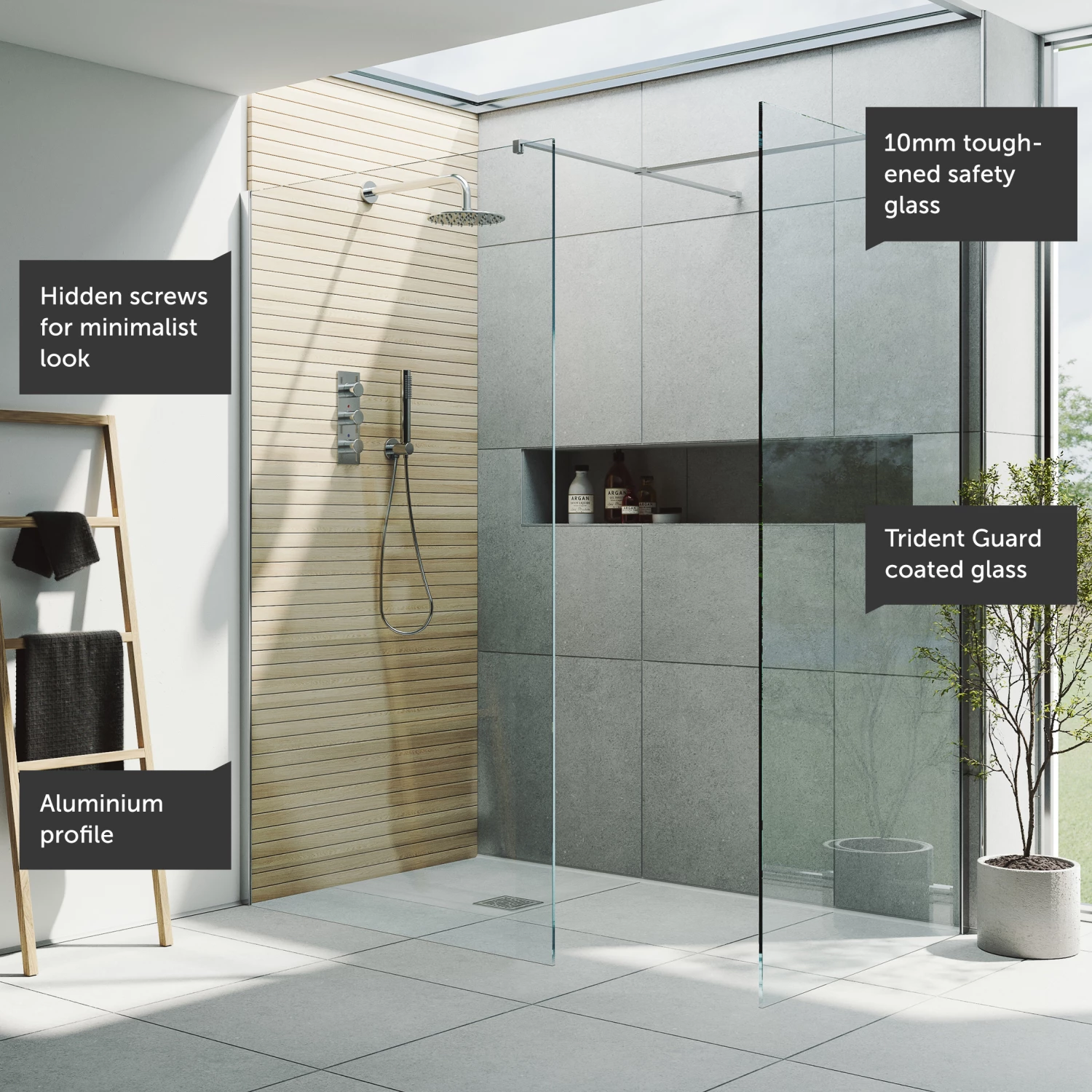 Harbour I10 10mm Easy Clean 2m Tall Wetroom 2 Panel Pack 700mm & 700mm - Chrome 7 Harbour I10 10mm Easy Clean 2m Tall Wetroom 2 Panel Pack 700mm & 700mm - Chrome - Image 5