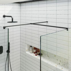 Harbour I10 10mm Easy Clean 2m Tall Wetroom 2 Panel Pack 1200mm X 700mm - Matt Black 12 Harbour I10 10mm Easy Clean 2m Tall Wetroom 2 Panel Pack 1200mm X 700mm - Matt Black -TAP WAREHOUSE Shop harbour i10 two panel shower enclosure black detail