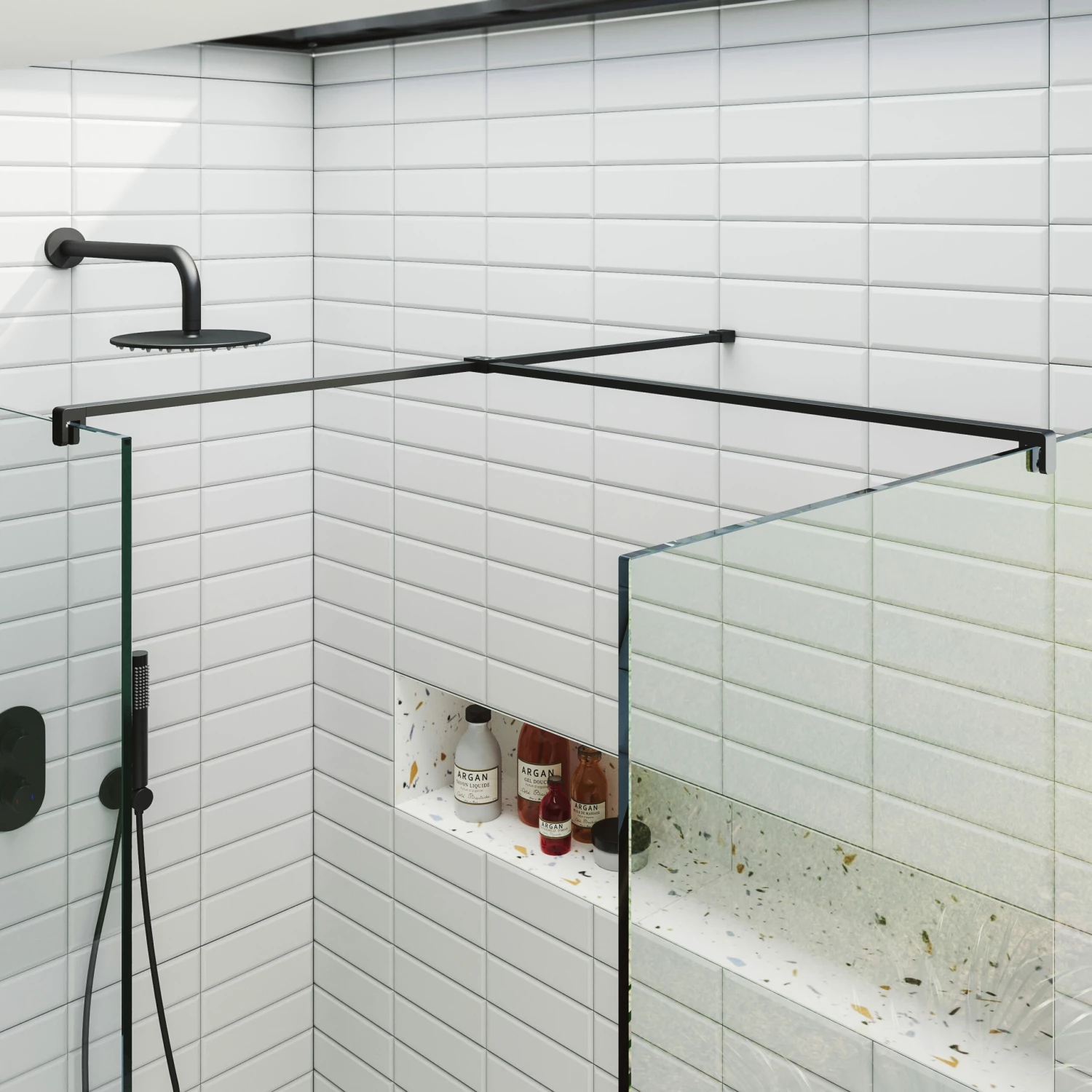 Harbour I10 10mm Easy Clean 2m Tall Wetroom 2 Panel Pack 1200mm X 700mm - Matt Black 6 Harbour I10 10mm Easy Clean 2m Tall Wetroom 2 Panel Pack 1200mm X 700mm - Matt Black - Image 4