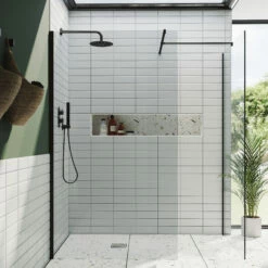 Harbour I10 10mm Easy Clean 2m Tall Wetroom 2 Panel Pack 1200mm X 700mm - Matt Black 10 Harbour I10 10mm Easy Clean 2m Tall Wetroom 2 Panel Pack 1200mm X 700mm - Matt Black -TAP WAREHOUSE Shop harbour i10 two panel shower enclosure black front