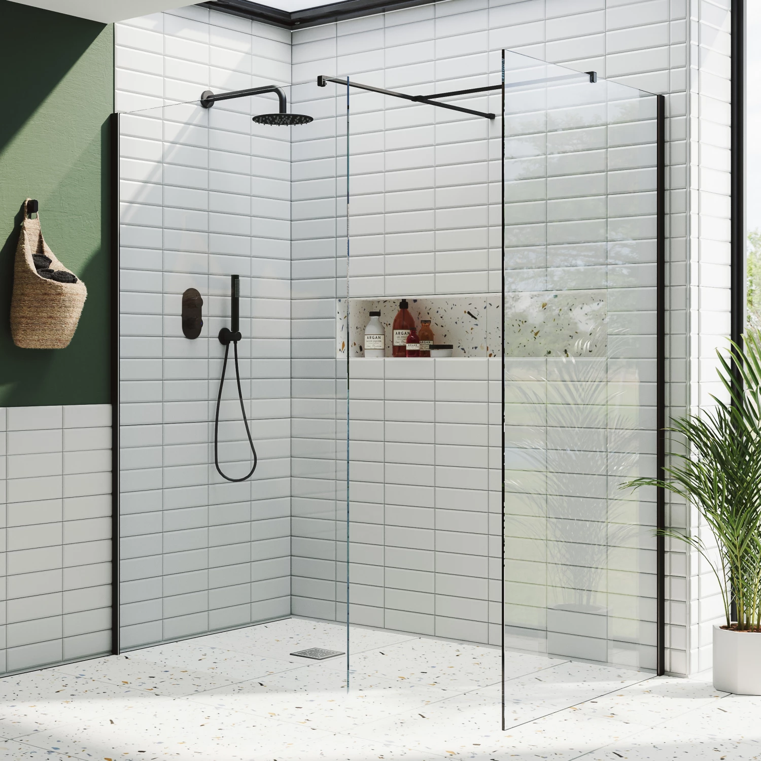 Harbour I10 10mm Easy Clean 2m Tall Wetroom 2 Panel Pack 1200mm X 700mm - Matt Black 3 Harbour I10 10mm Easy Clean 2m Tall Wetroom 2 Panel Pack 1200mm X 700mm - Matt Black