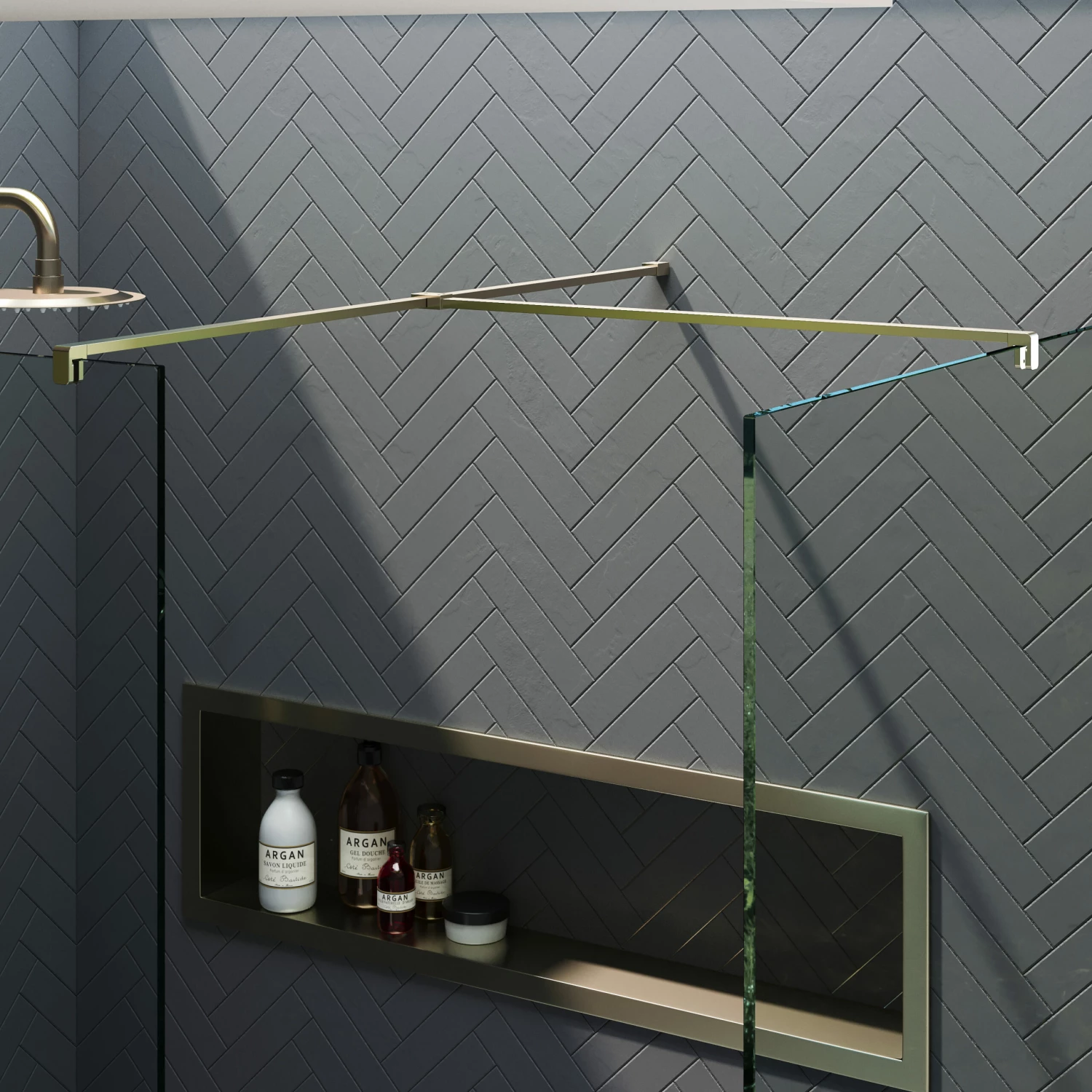 Harbour I10 10mm Easy Clean 2m Tall Wetroom 2 Panel Pack 760mm X 700mm - Brushed Brass 6 Harbour I10 10mm Easy Clean 2m Tall Wetroom 2 Panel Pack 760mm X 700mm - Brushed Brass - Image 4