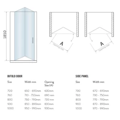 Harbour I6 700 Bi-Fold Shower Door - 6mm Glass 19 Harbour I6 700 Bi-Fold Shower Door - 6mm Glass -TAP WAREHOUSE Shop harbour i6 bi fold 6mm shower door and panel technical