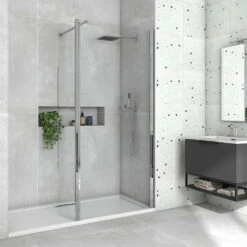 Harbour I8 8mm 2m Tall Easy Clean 700mm Wetroom Panel & Flipper Return Panel -TAP WAREHOUSE Shop harbour i8 8mm 2m tall easy clean wetroom panel flipper return panel primary lifestyle