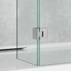 Harbour I8 700 8mm 2m Tall Easy Clean Wetroom Panel & 275mm Deflector Panel -TAP WAREHOUSE Shop harbour i8 8mm 2m tall easy clean wetroom panel hinged return hinge detail lifestyle