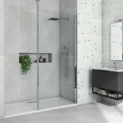 Harbour I8 8mm 2m Tall Easy Clean 700mm Wetroom Panel & Vertical Ceiling Post 9 Harbour I8 8mm 2m Tall Easy Clean 700mm Wetroom Panel & Vertical Ceiling Post -TAP WAREHOUSE Shop harbour i8 8mm 2m tall easy clean wetroom panel vertical ceiling post primary lifestyle