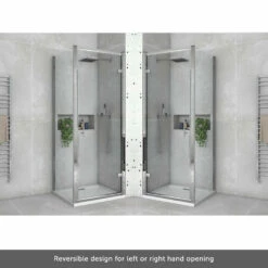Harbour I8 Easy Clean 8mm Hinged Shower Door 700m & Side Panel 760mm -TAP WAREHOUSE Shop harbour i8 8mm square enclosure hinged reversible lifestyle