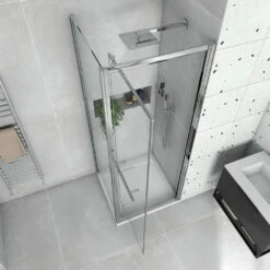 Harbour I8 Easy Clean Infold 8mm 760mm Shower Door & 700mm Side Panel 14 Harbour I8 Easy Clean Infold 8mm 760mm Shower Door & 700mm Side Panel -TAP WAREHOUSE Shop harbour i8 8mm square enclosure infold door lifestyle3