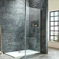 Harbour I8 8mm 2m Tall Easy Clean 700mm Wetroom Panel & Vertical Ceiling Post