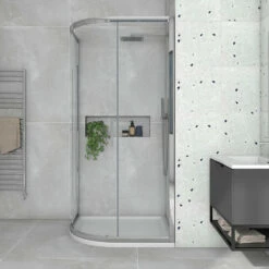 Harbour I8 Easy Clean 1200x900 1-Door Quadrant Shower Enclosure - 8mm Glass -TAP WAREHOUSE Shop harbour i8 easy clean 8mm 1 door quadrant shower enclosure 900x900 lifestyle2