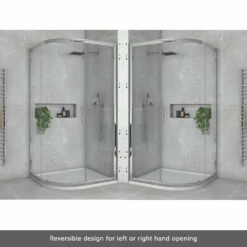 Harbour I8 Easy Clean 1200x900 1-Door Quadrant Shower Enclosure - 8mm Glass -TAP WAREHOUSE Shop harbour i8 easy clean 8mm 1 door quadrant shower enclosure 900x900 reversible lifestyle