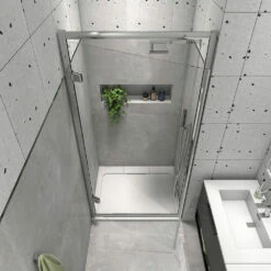 Harbour I8 Easy Clean 8mm Hinged Shower Door 700m & Side Panel 760mm -TAP WAREHOUSE Shop harbour i8 easy clean 8mm hinged shower door lifestyle3