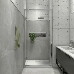 Harbour I8 Easy Clean 8mm Hinged Shower Door 700m & Side Panel 760mm -TAP WAREHOUSE Shop harbour i8 easy clean 8mm hinged shower door primary lifestyle