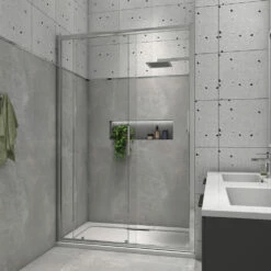 Harbour I8 Easy Clean 8mm Sliding 1000mm Shower Door & 760mm Side Panel 17 Harbour I8 Easy Clean 8mm Sliding 1000mm Shower Door & 760mm Side Panel -TAP WAREHOUSE Shop harbour i8 easy clean 8mm sliding shower door lifestyle2