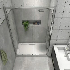 Harbour I8 Easy Clean 8mm Sliding 1000mm Shower Door & 760mm Side Panel 18 Harbour I8 Easy Clean 8mm Sliding 1000mm Shower Door & 760mm Side Panel -TAP WAREHOUSE Shop harbour i8 easy clean 8mm sliding shower door lifestyle3