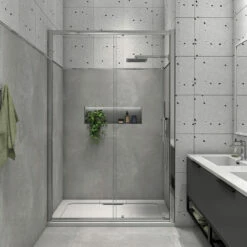 Harbour I8 Easy Clean 8mm Sliding 1000mm Shower Door & 760mm Side Panel 19 Harbour I8 Easy Clean 8mm Sliding 1000mm Shower Door & 760mm Side Panel -TAP WAREHOUSE Shop harbour i8 easy clean 8mm sliding shower door primary lifestyle