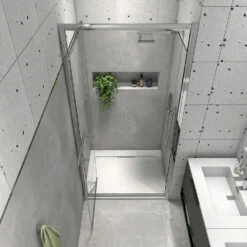 Harbour I8 Easy Clean Infold 8mm 760mm Shower Door & 700mm Side Panel 12 Harbour I8 Easy Clean Infold 8mm 760mm Shower Door & 700mm Side Panel -TAP WAREHOUSE Shop harbour i8 easy clean infold 8mm shower door lifestyle3