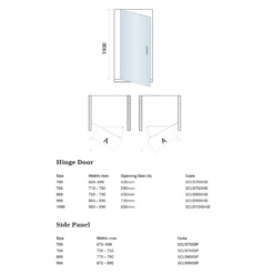 Harbour I8 Easy Clean 8mm Hinged Shower Door 700m & Side Panel 760mm -TAP WAREHOUSE Shop harbour i8 hinged shower door and panel tech