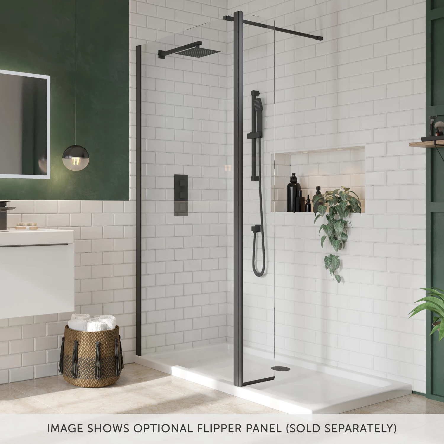 Harbour I8 Matt Black Framed Easy Clean 8mm Walk In Shower Enclosure - 800mm Front Panel & 800mm End Panel 5 Harbour I8 Matt Black Framed Easy Clean 8mm Walk In Shower Enclosure - 800mm Front Panel & 800mm End Panel - Image 3