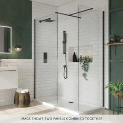 Harbour I8 Matt Black Framed Easy Clean 8mm Walk In Shower Panel & Flipper Panel - 900mm -TAP WAREHOUSE Shop harbour i8 matt black wetroom panel 2 pack banner