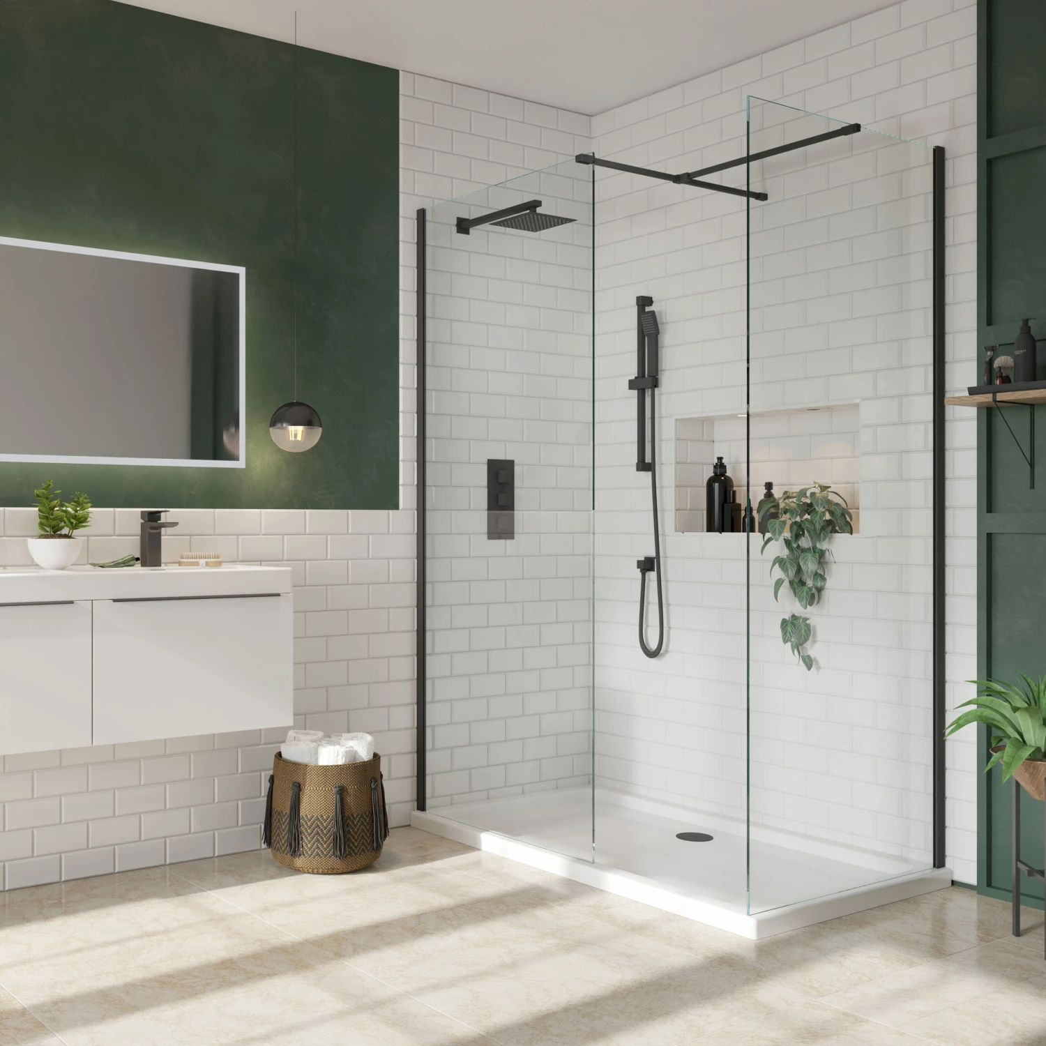 Harbour I8 Matt Black Framed Easy Clean 8mm Walk In Shower Enclosure - 800mm Front Panel & 800mm End Panel 4 Harbour I8 Matt Black Framed Easy Clean 8mm Walk In Shower Enclosure - 800mm Front Panel & 800mm End Panel - Image 2