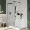 Harbour I8 Matt Black Framed Easy Clean 8mm Walk In Shower Panel & Flipper Panel - 900mm -TAP WAREHOUSE Shop harbour i8 matt black wetroom panel and flipper lifestyle