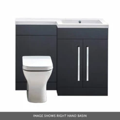 Harbour Icon 1100mm Right Hand Combination Bathroom Toilet & Sink Unit With Harbour Toilet And Cistern - Graphite Grey -TAP WAREHOUSE Shop harbour icon 1100 combination anthractite grey right banner