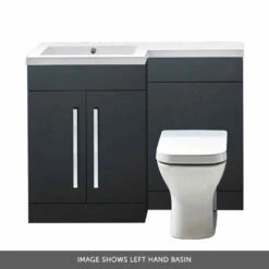 Harbour Icon 1100mm Right Hand Combination Bathroom Toilet & Sink Unit With Harbour Toilet And Cistern - Graphite Grey -TAP WAREHOUSE Shop harbour icon 1100 toilet sink unit anthracite grey left banner