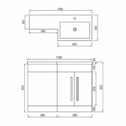 Harbour Icon 1100mm Right Hand Combination Bathroom Toilet & Sink Unit With Harbour Toilet And Cistern - Graphite Grey -TAP WAREHOUSE Shop harbour icon combination 1100 technical