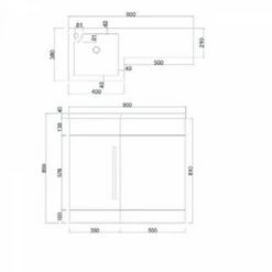 Harbour Icon 900mm Spacesaving White Gloss Left Combination Bathroom Toilet, Sink Unit, Cistern & Vellamo Aspire Toilet With SC Seat -TAP WAREHOUSE Shop harbour icon combination 900 technical