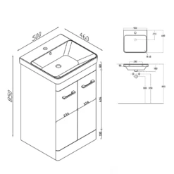 Harbour Identity 500mm Floorstanding Vanity Unit & Basin - Wolf Grey 25 Harbour Identity 500mm Floorstanding Vanity Unit & Basin - Wolf Grey -TAP WAREHOUSE Shop harbour identity 500mm floorstanding vanity unit tech drawing
