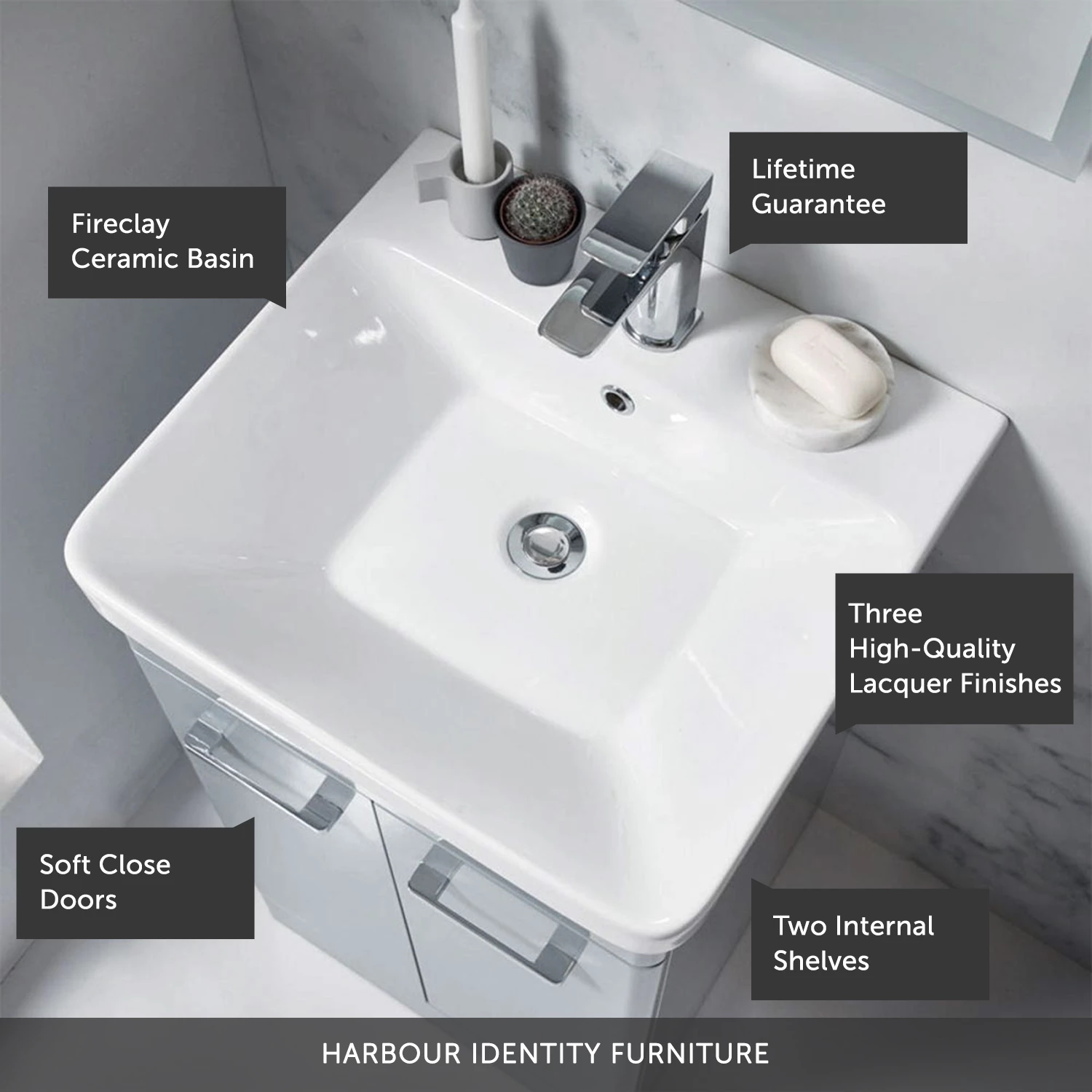 Harbour Identity 500mm Floorstanding Vanity Unit & Basin - Wolf Grey 13 Harbour Identity 500mm Floorstanding Vanity Unit & Basin - Wolf Grey - Image 11