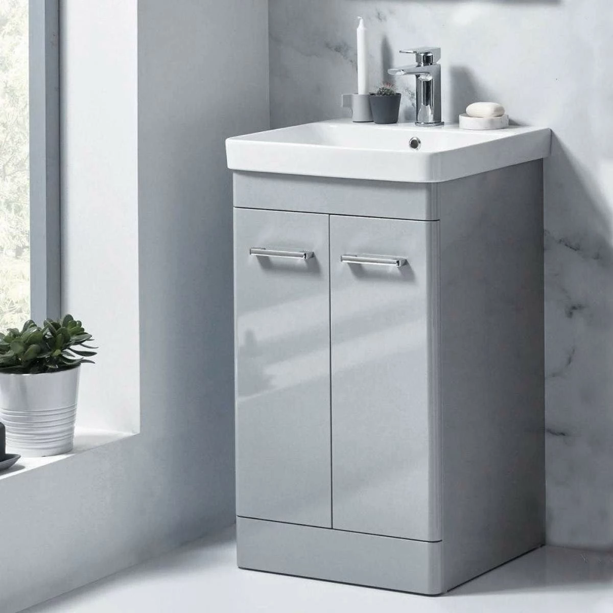 Harbour Identity 500mm Floorstanding Vanity Unit & Basin - Wolf Grey 4 Harbour Identity 500mm Floorstanding Vanity Unit & Basin - Wolf Grey - Image 2