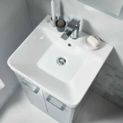 Harbour Identity 500mm Floorstanding Vanity Unit & Basin - Wolf Grey 22 Harbour Identity 500mm Floorstanding Vanity Unit & Basin - Wolf Grey -TAP WAREHOUSE Shop harbour identity floorstanding vanity unit pebble grey lifestyle