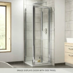 Harbour Primrose 4mm Bi-Fold Shower Door - 1100mm -TAP WAREHOUSE Shop harbour primrose 6mm bifold shower door with side panel lifestyle 2