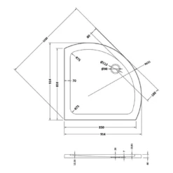 Harbour Primrose 6mm Single Door Quadrant Shower Enclosure & Tray - 860mm -TAP WAREHOUSE Shop harbour primrose 6mm single door quadrant shower enclosure tray technical drawing 1