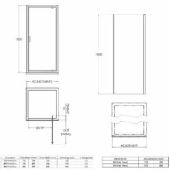Harbour Primrose 6mm Matt Black Pivot Shower Door - 760mm 19 Harbour Primrose 6mm Matt Black Pivot Shower Door - 760mm -TAP WAREHOUSE Shop harbour primrose pivot shower door tech drawing