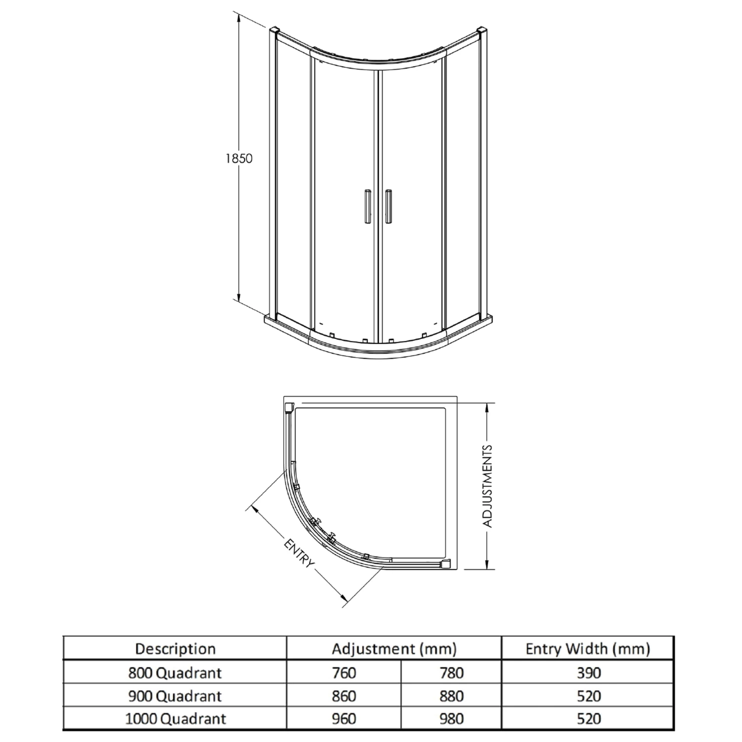 Harbour Primrose 6mm Quadrant Shower Enclosure - 1000mm 5 Harbour Primrose 6mm Quadrant Shower Enclosure - 1000mm - Image 3