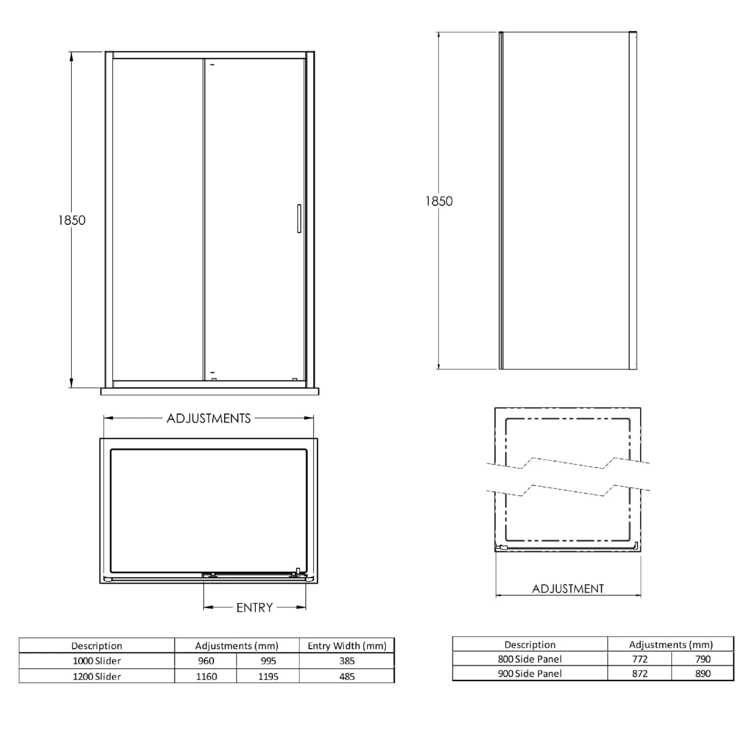 Harbour Primrose 6mm Single Matt Black Sliding Shower Door 1200mm & 800mm Side Panel 13 Harbour Primrose 6mm Single Matt Black Sliding Shower Door 1200mm & 800mm Side Panel - Image 11