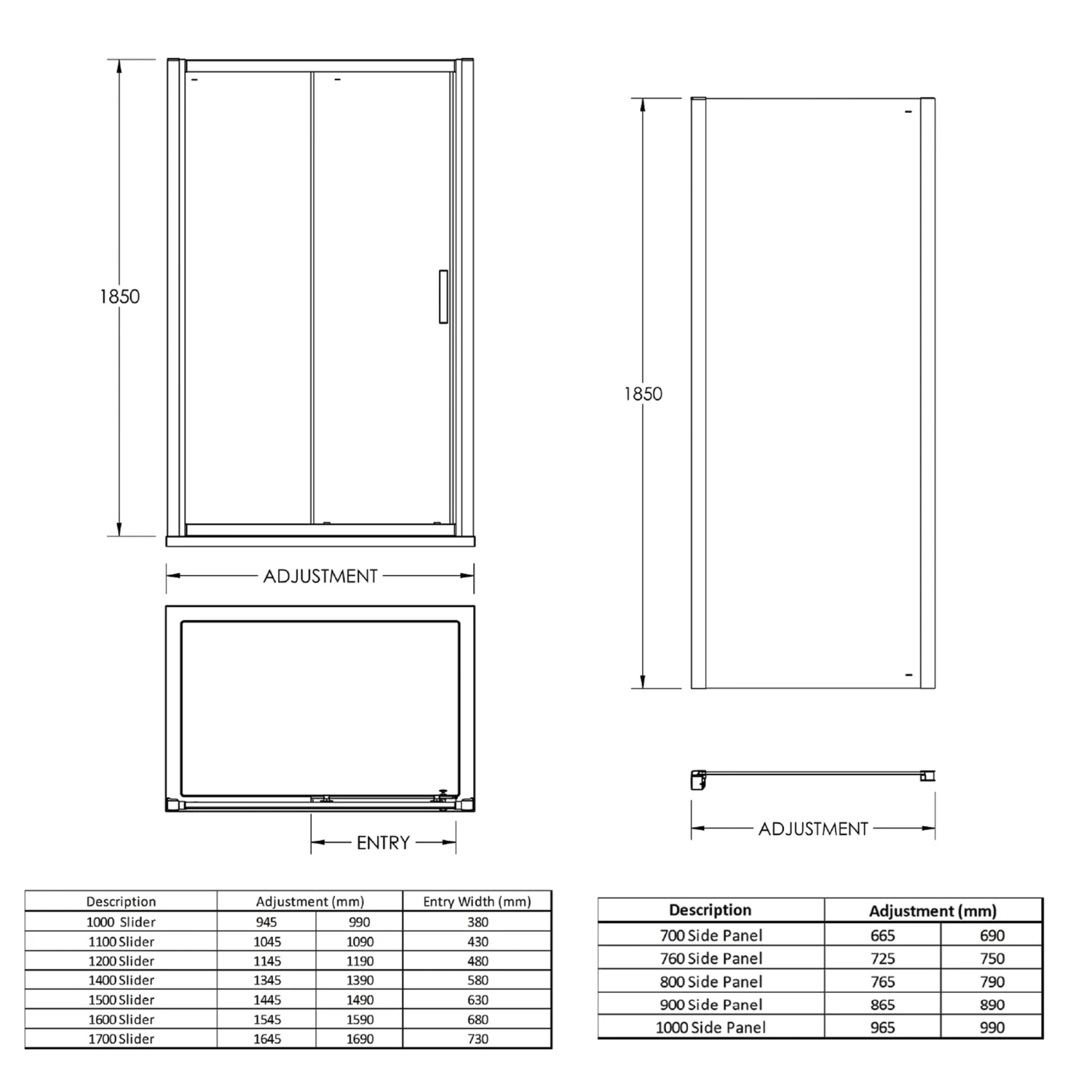 Harbour Primrose 6mm Single Sliding Shower Door 1500mm & Side Panel 760mm 7 Harbour Primrose 6mm Single Sliding Shower Door 1500mm & Side Panel 760mm - Image 5