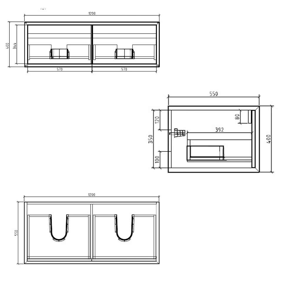 Harbour Scene 1200mm Wall Mounted Countertop Vanity Unit - Black/Concrete 6 Harbour Scene 1200mm Wall Mounted Countertop Vanity Unit - Black/Concrete - Image 4
