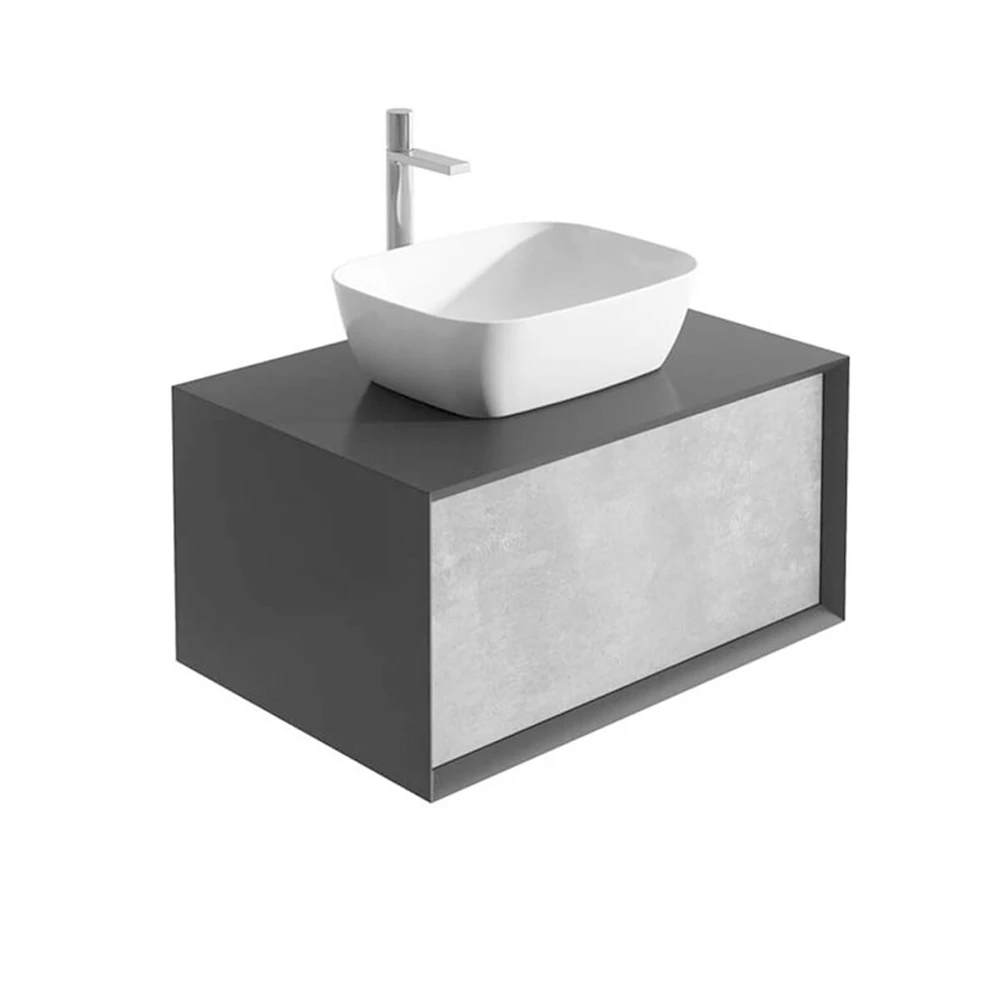 Harbour Scene 800mm Wall Mounted Countertop Vanity Unit - Black/Concrete 4 Harbour Scene 800mm Wall Mounted Countertop Vanity Unit - Black/Concrete - Image 2