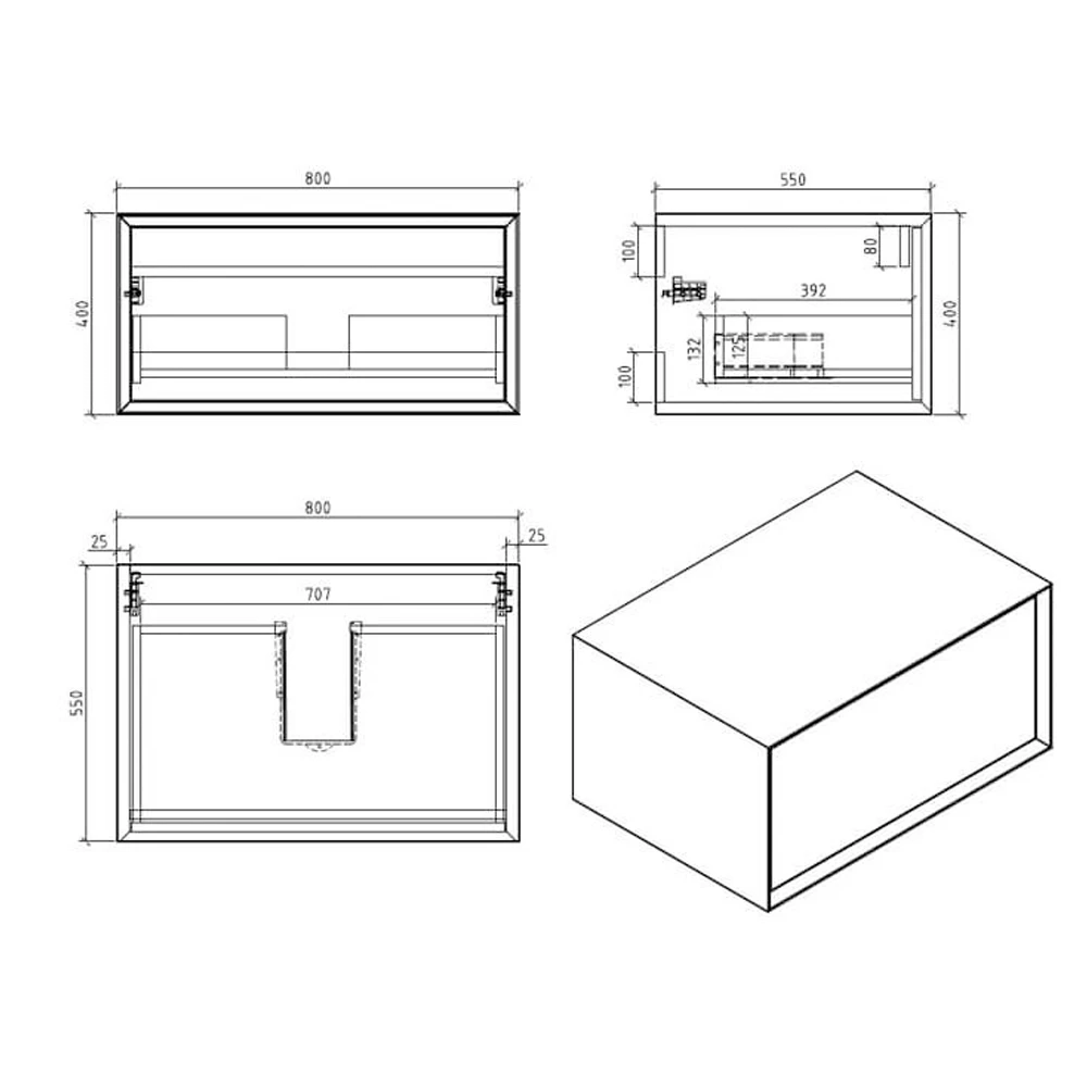 Harbour Scene 800mm Wall Mounted Countertop Vanity Unit - White/Oak 5 Harbour Scene 800mm Wall Mounted Countertop Vanity Unit - White/Oak - Image 3