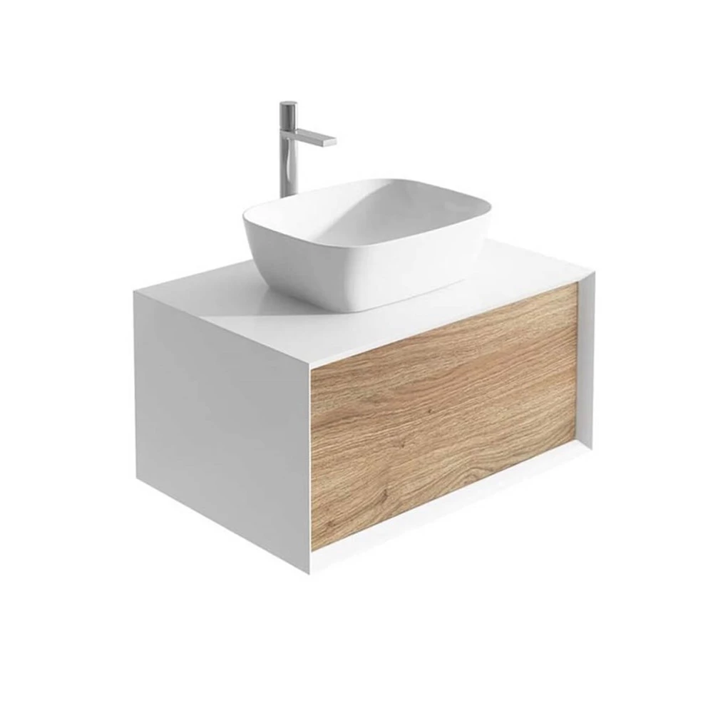 Harbour Scene 800mm Wall Mounted Countertop Vanity Unit - White/Oak 4 Harbour Scene 800mm Wall Mounted Countertop Vanity Unit - White/Oak - Image 2