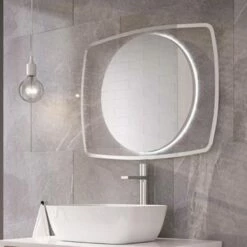 Harbour Scene LED Illuminated Mirror With Glass Surround - H750 X W1000mm