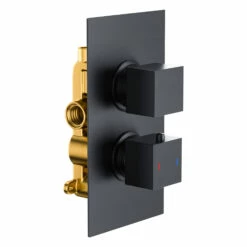 Harbour Status Concealed Thermostatic Valve & Slide Rail Kit 6 Harbour Status Concealed Thermostatic Valve & Slide Rail Kit -TAP WAREHOUSE Shop harbour status 1 outlet concealed valve black cutout 2
