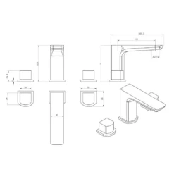 Harbour Status Matt Black 3 Hole Bath Mixer Tap 9 Harbour Status Matt Black 3 Hole Bath Mixer Tap -TAP WAREHOUSE Shop harbour status 3 hole basin tap technical drawing
