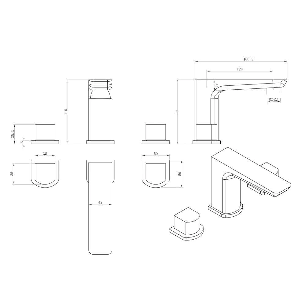 Harbour Status Matt Black 3 Hole Bath Mixer Tap 6 Harbour Status Matt Black 3 Hole Bath Mixer Tap - Image 4
