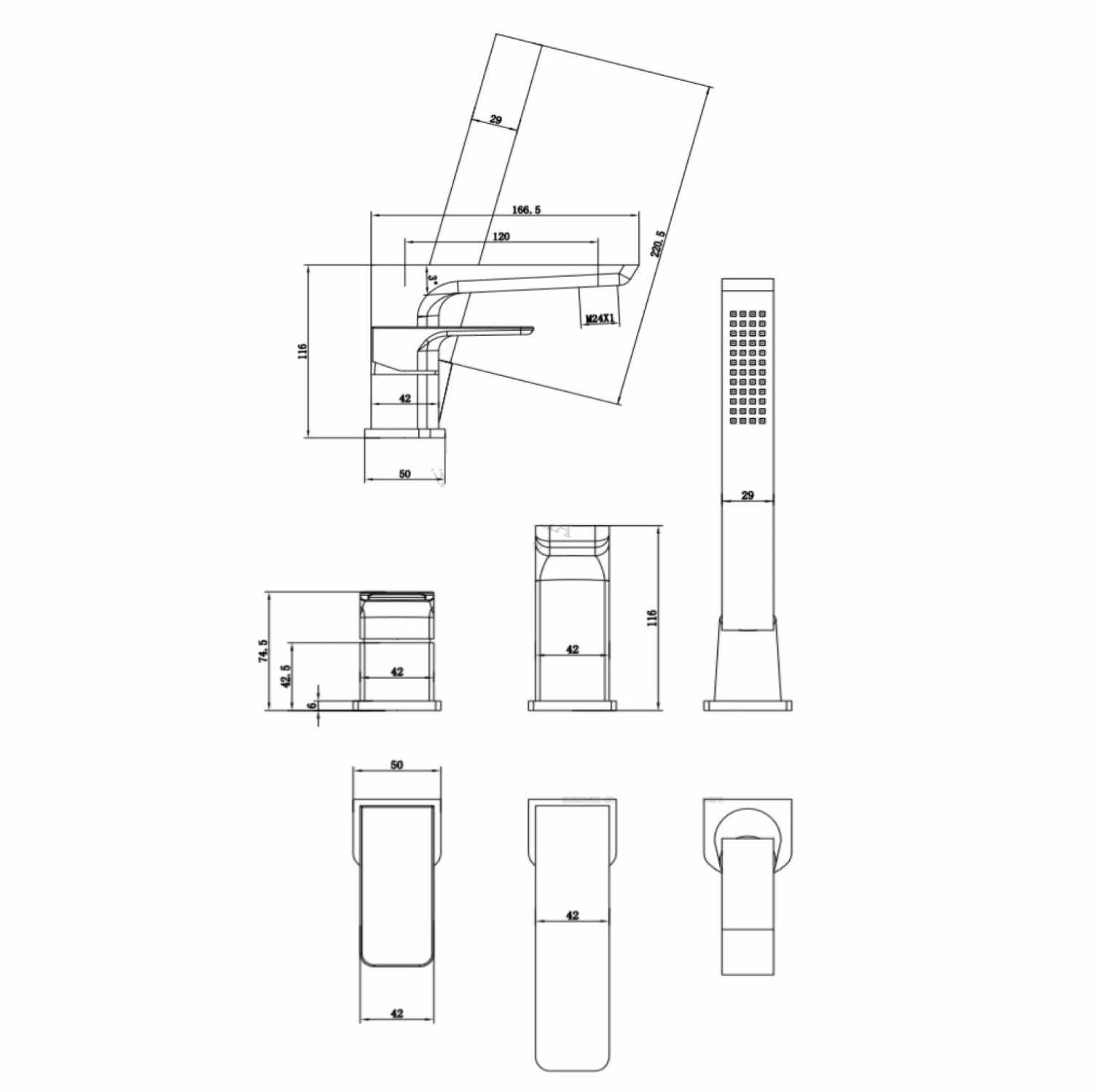 Harbour Status Matt Black 3 Hole Bath Mixer With Pull Out Handset 6 Harbour Status Matt Black 3 Hole Bath Mixer With Pull Out Handset - Image 4